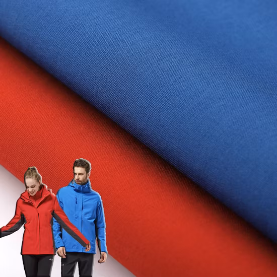 100% ポリエステル 4 ウェイストレッチ結合ポーラーフリースラミネートフリースソフトシェル生地屋外衣類冬コートダウンジャケット